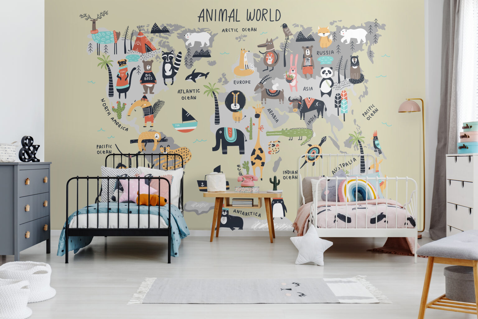 Scandinavian Map Wallpaper Mural - Kids Map Wallpapers - Wall Murals