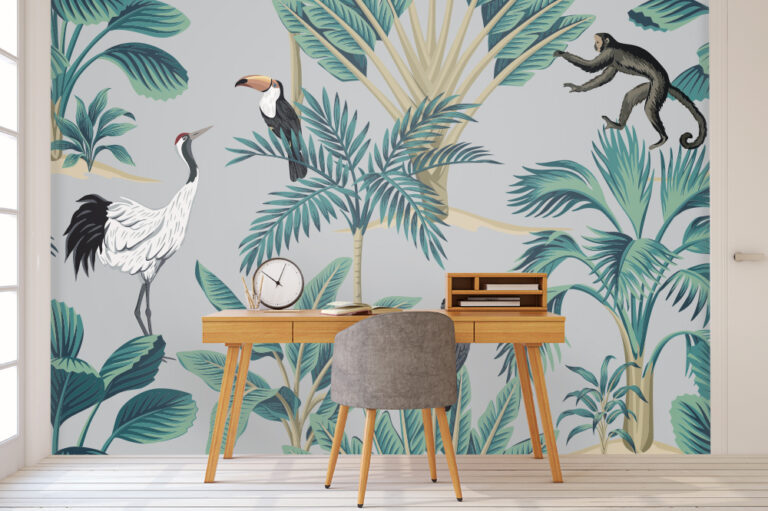 Botanical Jungle Wallpaper Mural - Tropical Wallpapers - Wall Murals