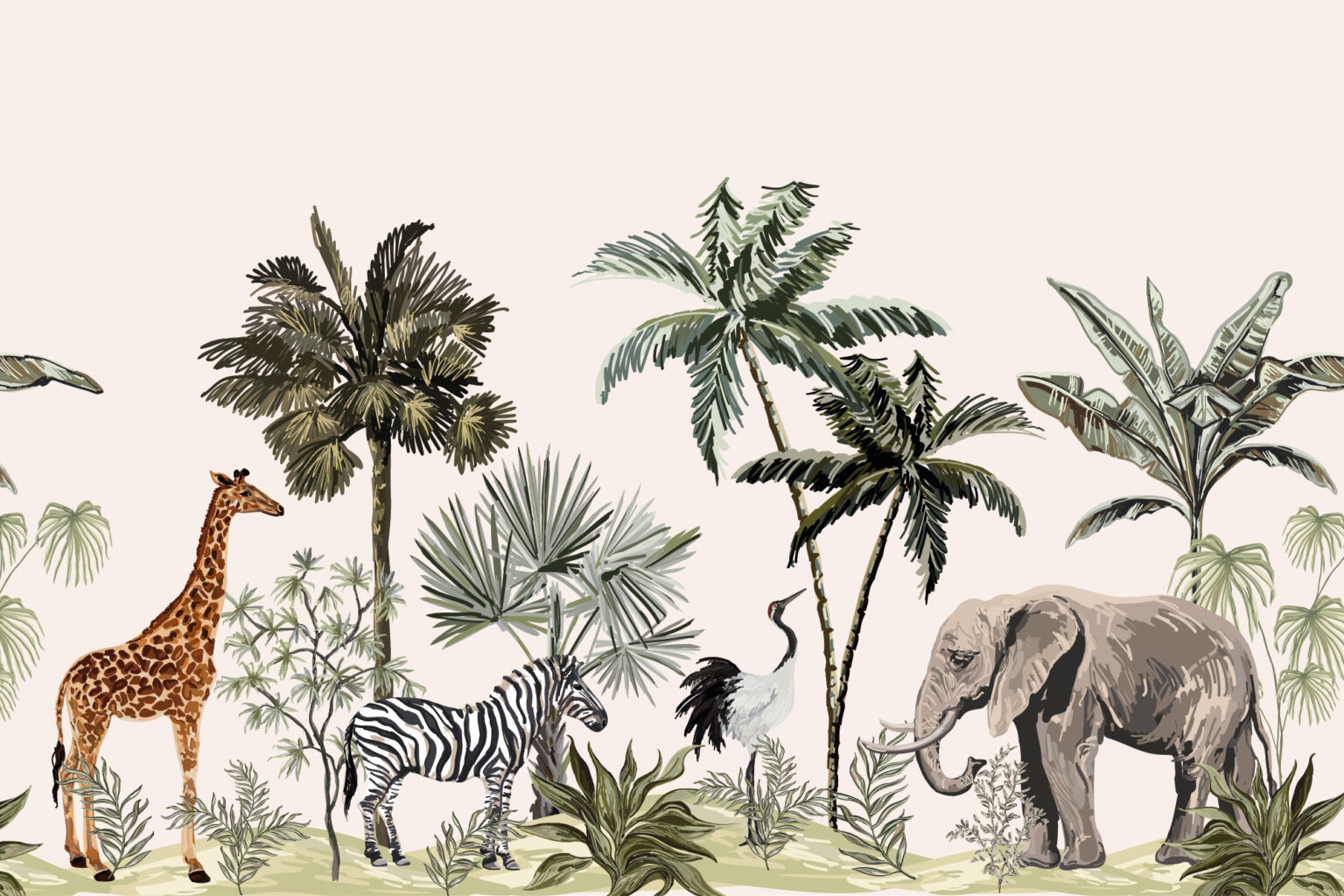 Jungle Animals Wallpaper mural - Jungle Wallpapers Wall Murals