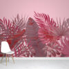 We love this Red Tropical Wallpaper Mural with its bold pink background that sets the scene for red tropical leaves in multiple shades,