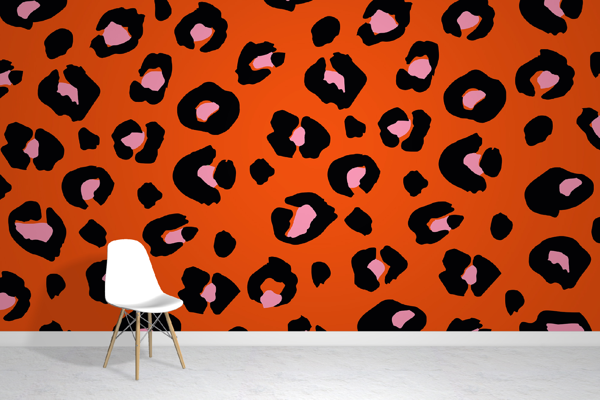 Orange Leopard Wallpaper Mural - Animal Print Wallpapers - Wall Murals
