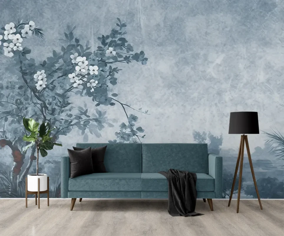 Custom Murals - Wall Murals - Serene Blue Landscape Mural